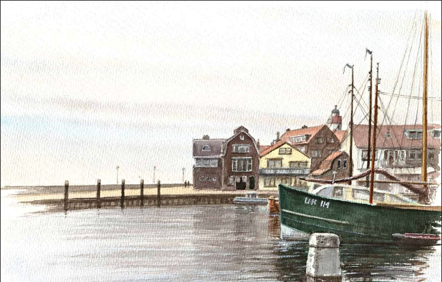 Kotter in westerhaven (946) Urker tuinposter 80x110