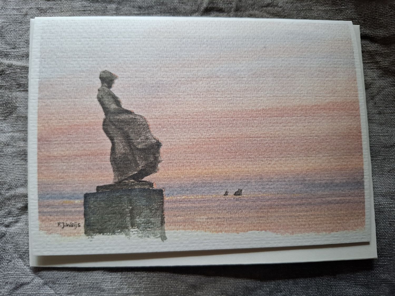 Kunstkaart - Zonsondergang vissersmonument - 939