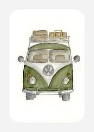 Kaart met VW T1 busje groen