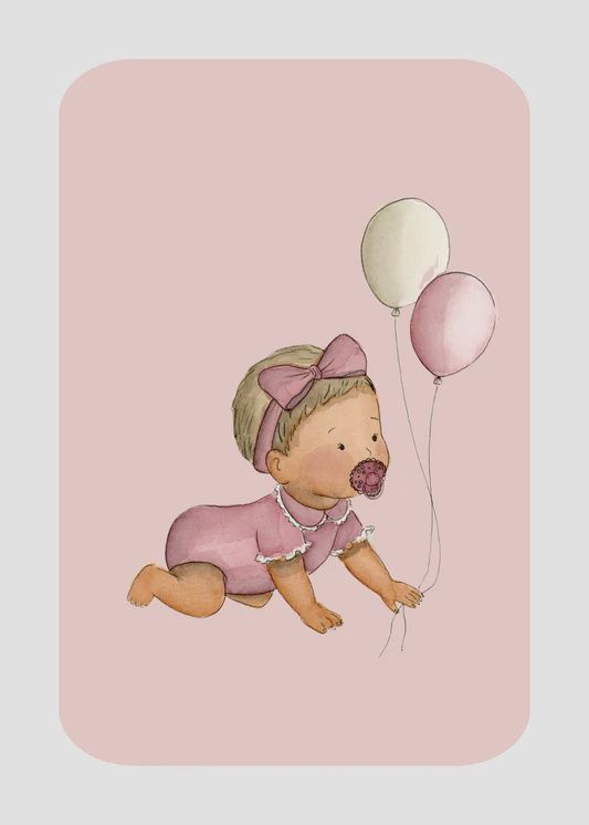 Kaart met meisje met ballon