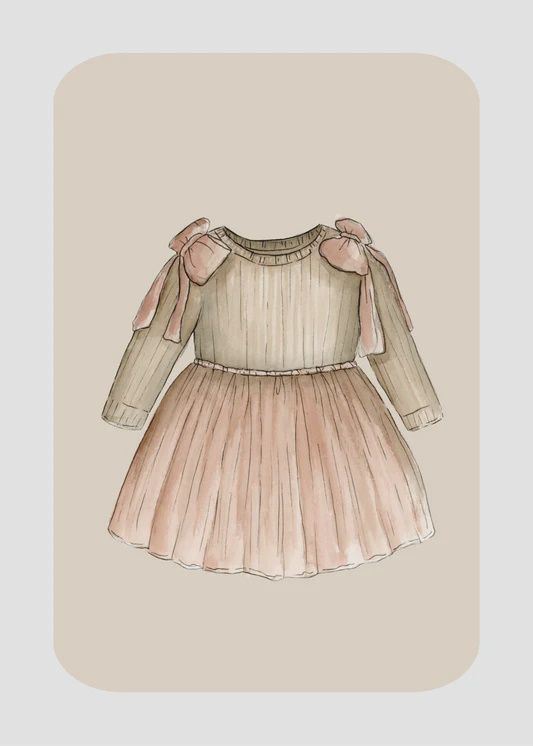 Kaart met babymeisje jurk roze