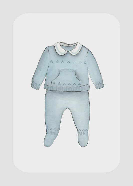 Kaart met babypakje jongen