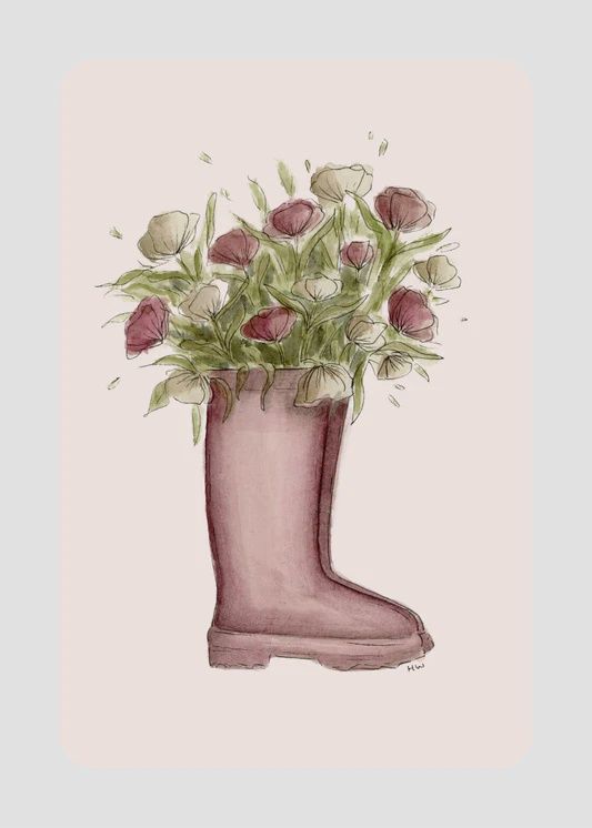 Kaart kaplaarzen met bloemen