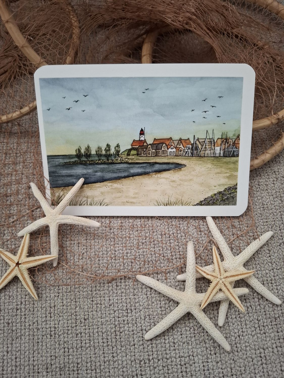 Urker kaart - vuurtoren &amp; strand