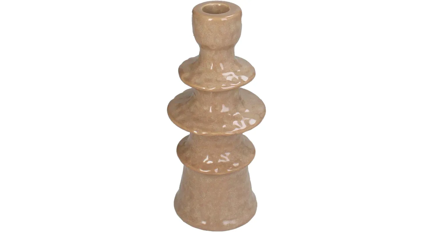 Kaars standaard Stoneware Mauve 8x8x19cm