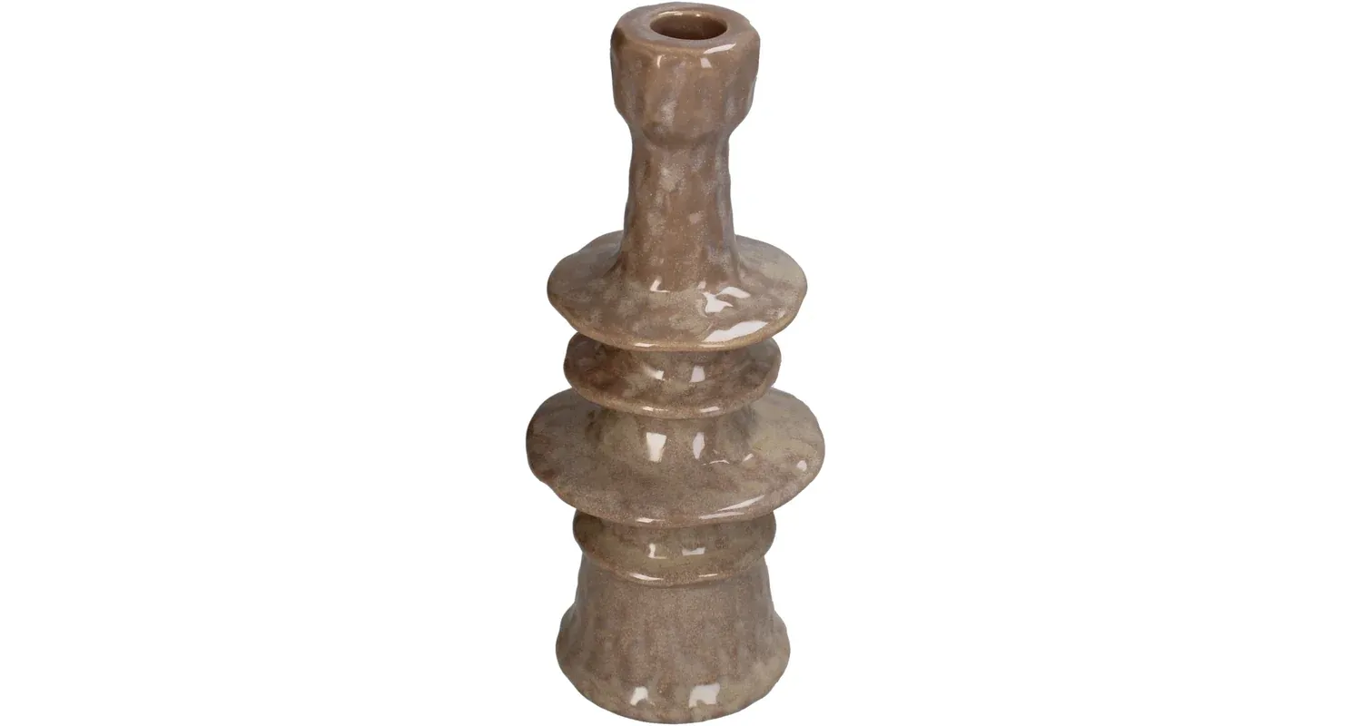 Kaars standaard Stoneware Mauve 9x9x22 cm
