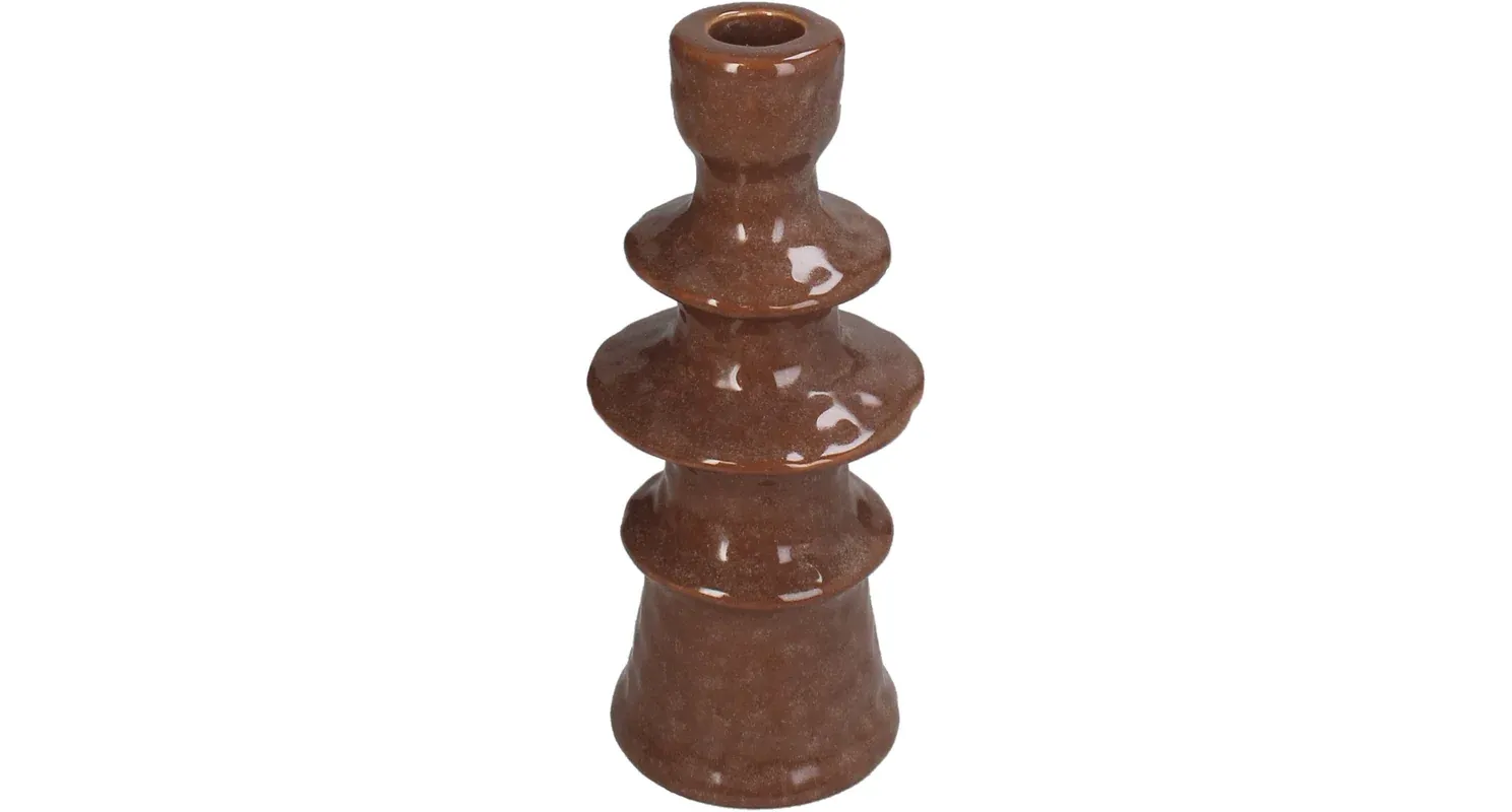 Kaars standaard Stoneware Terra 8x8x19 cm