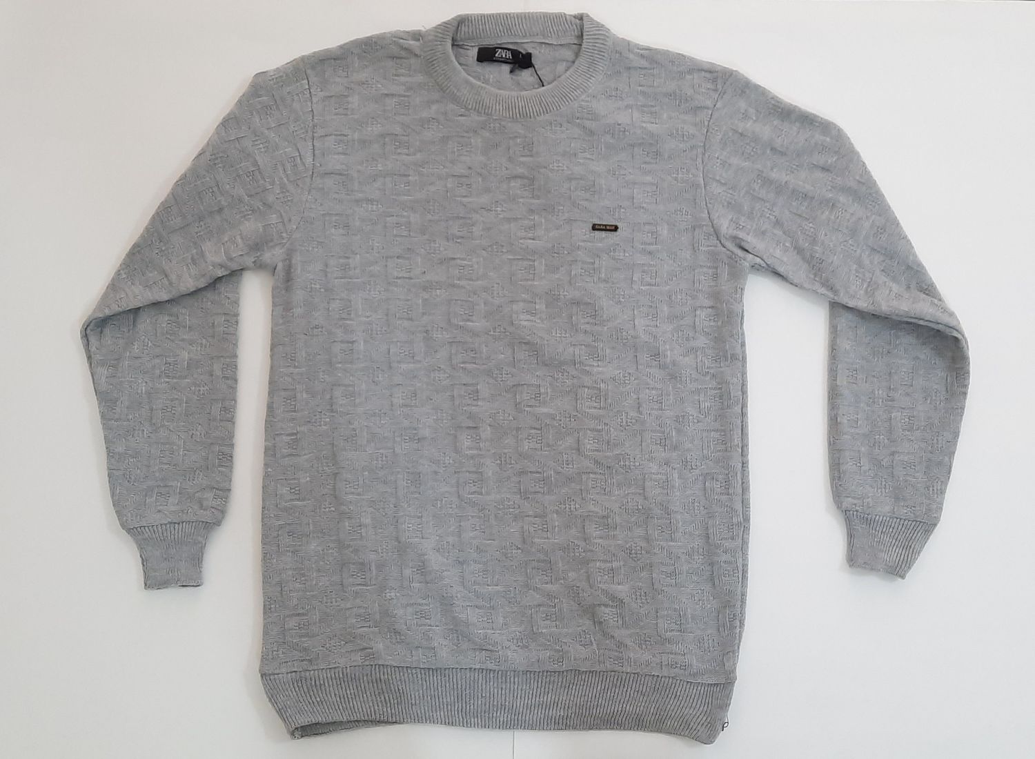 Soft Grey Full-Sleeve Sweatshirt with Unique Star Pattern
