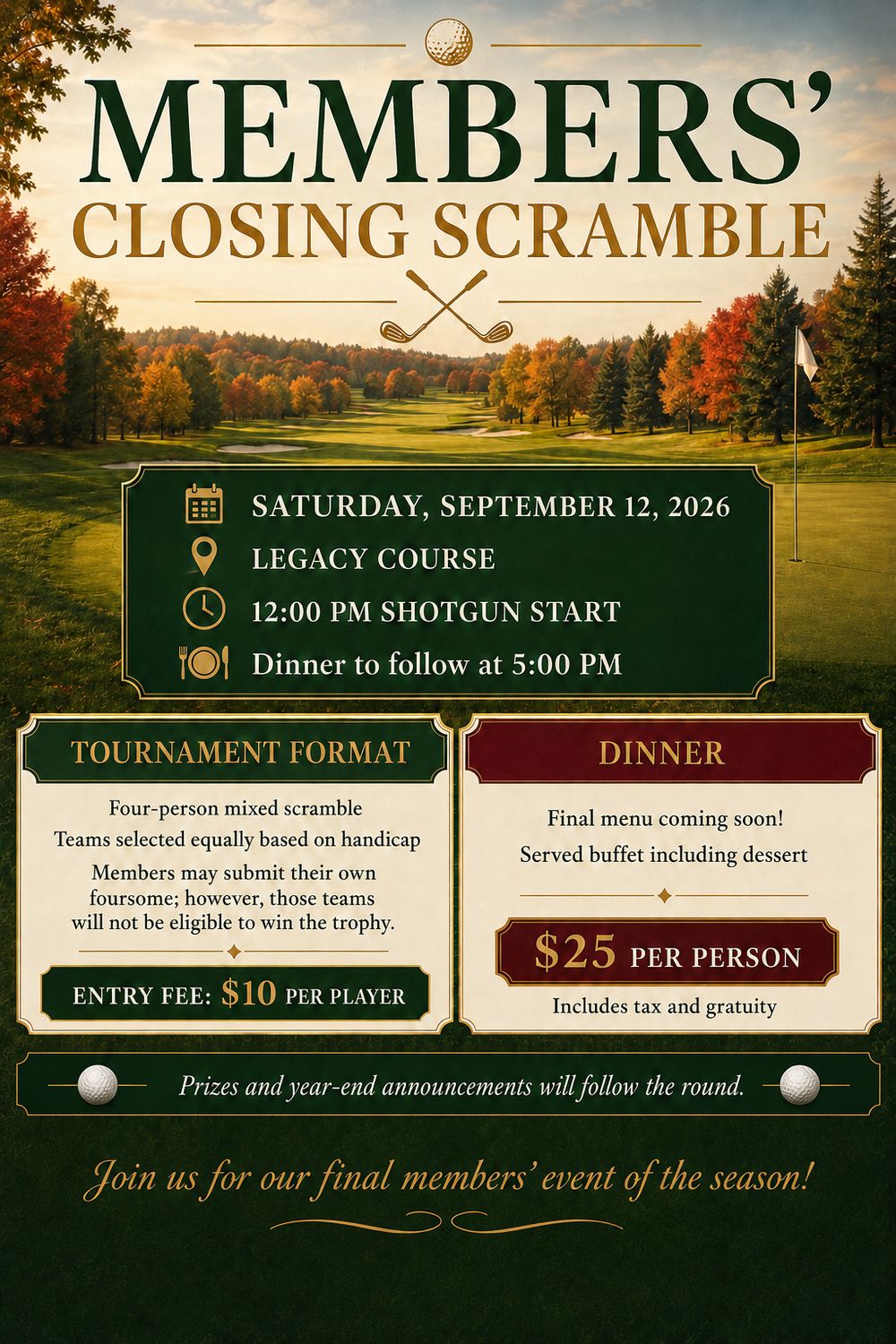 2026 Member's CLosing Scramble Entry