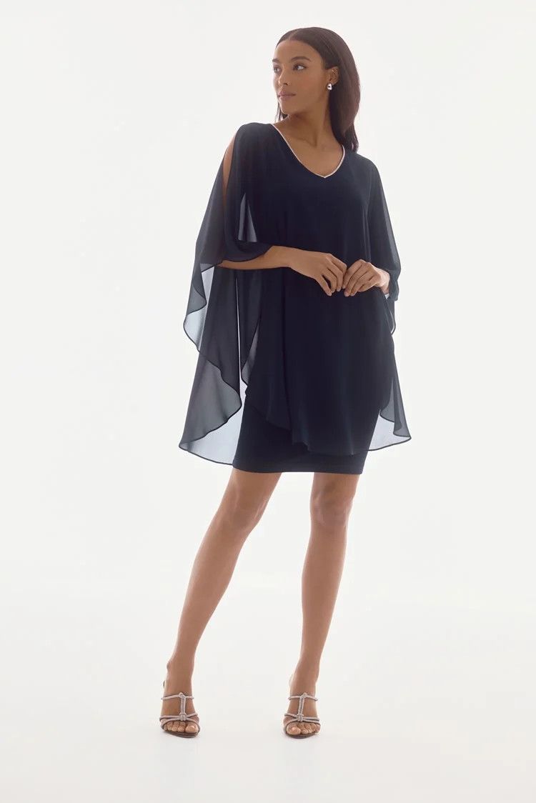 Ribkoff - Knit Layered Dress 251746, Color: 2166.M.Blue, Size: 12