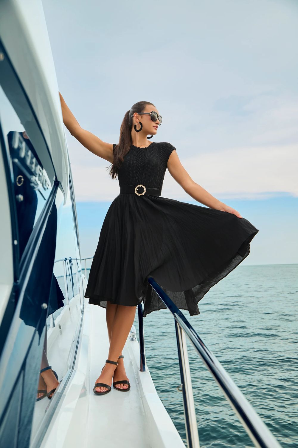 Lyman A Line Dress 256796U, Color: 100-Black, Size: Small/Med
