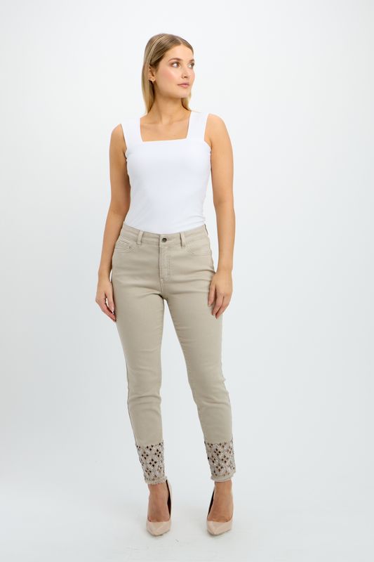Lyman Beige w/ Cut Out Embridered Hem 241314U