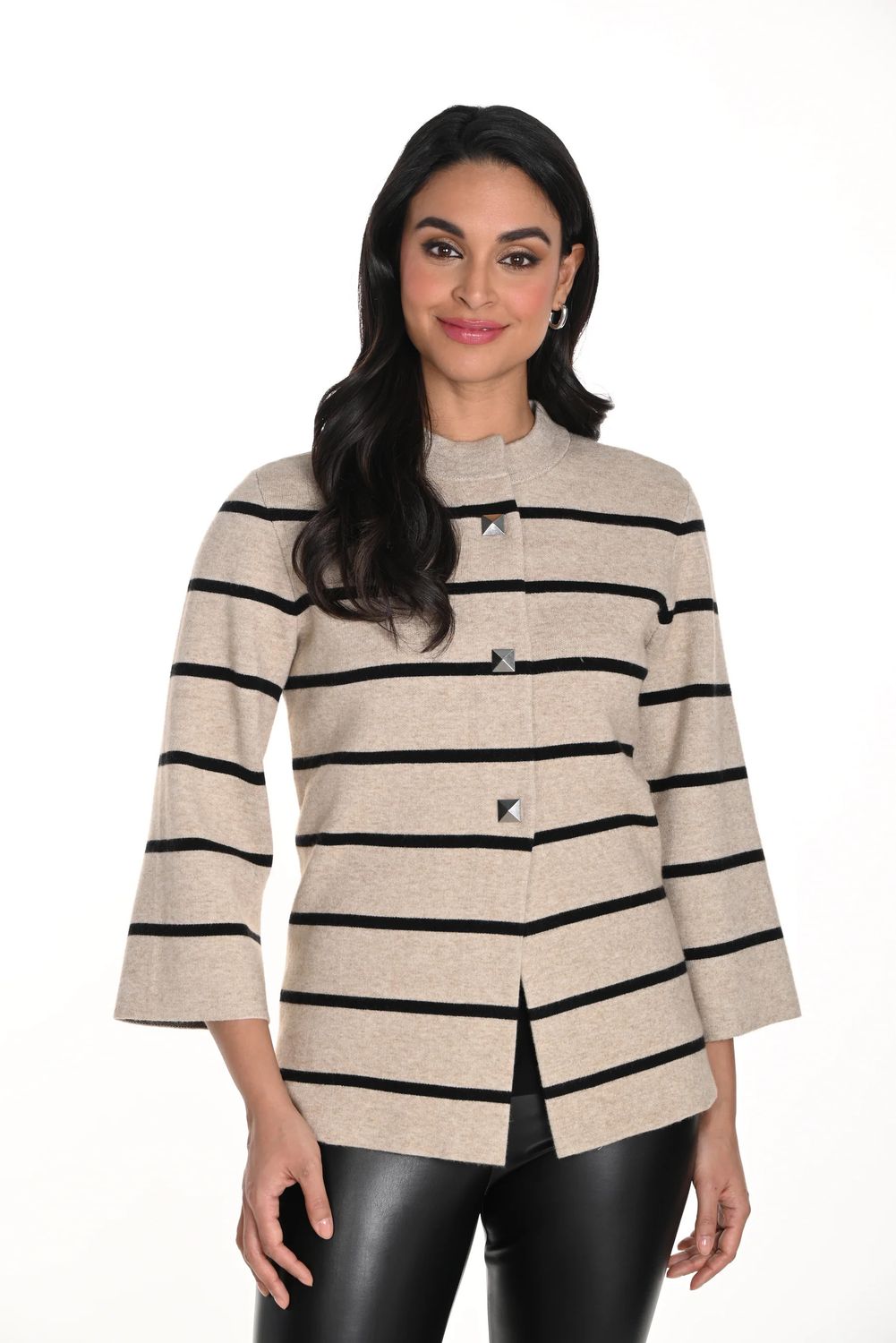 Lyman Knit Jacket 243417U, Color: Beige/Blk, Size: 2XL