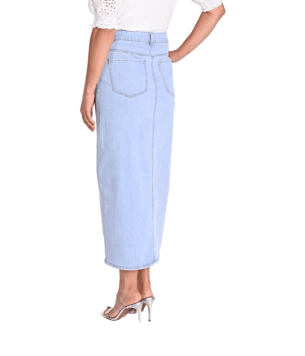 Lyman Light Denim Skirt 241341U, Color: L. Blue, Size: 2XL