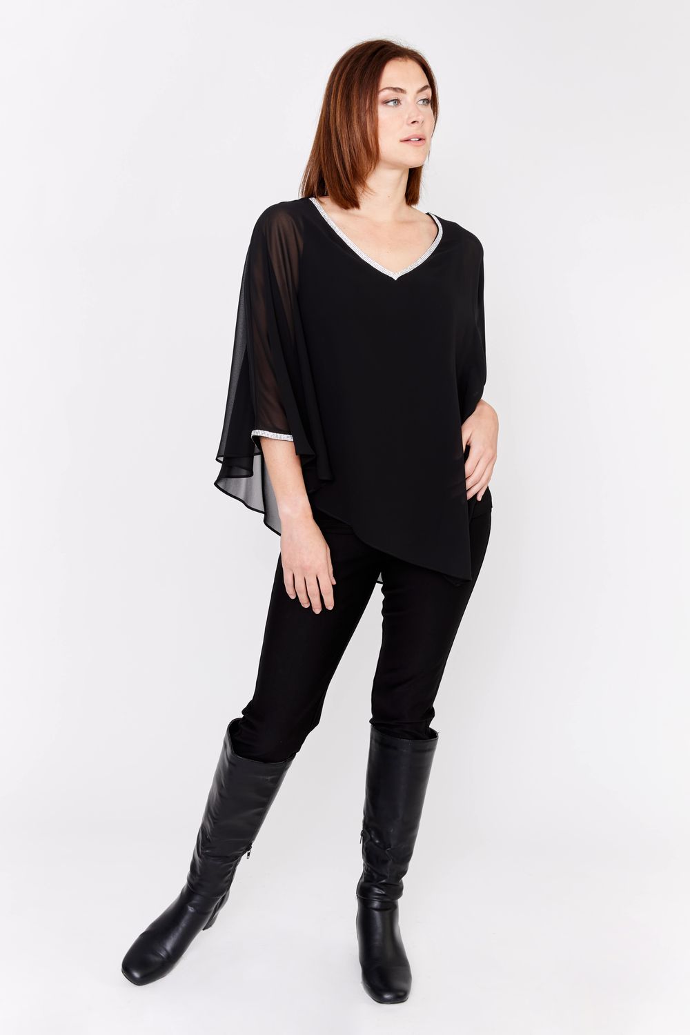 Lyman - Woven Top w/ Chiffon Overlay - 229120