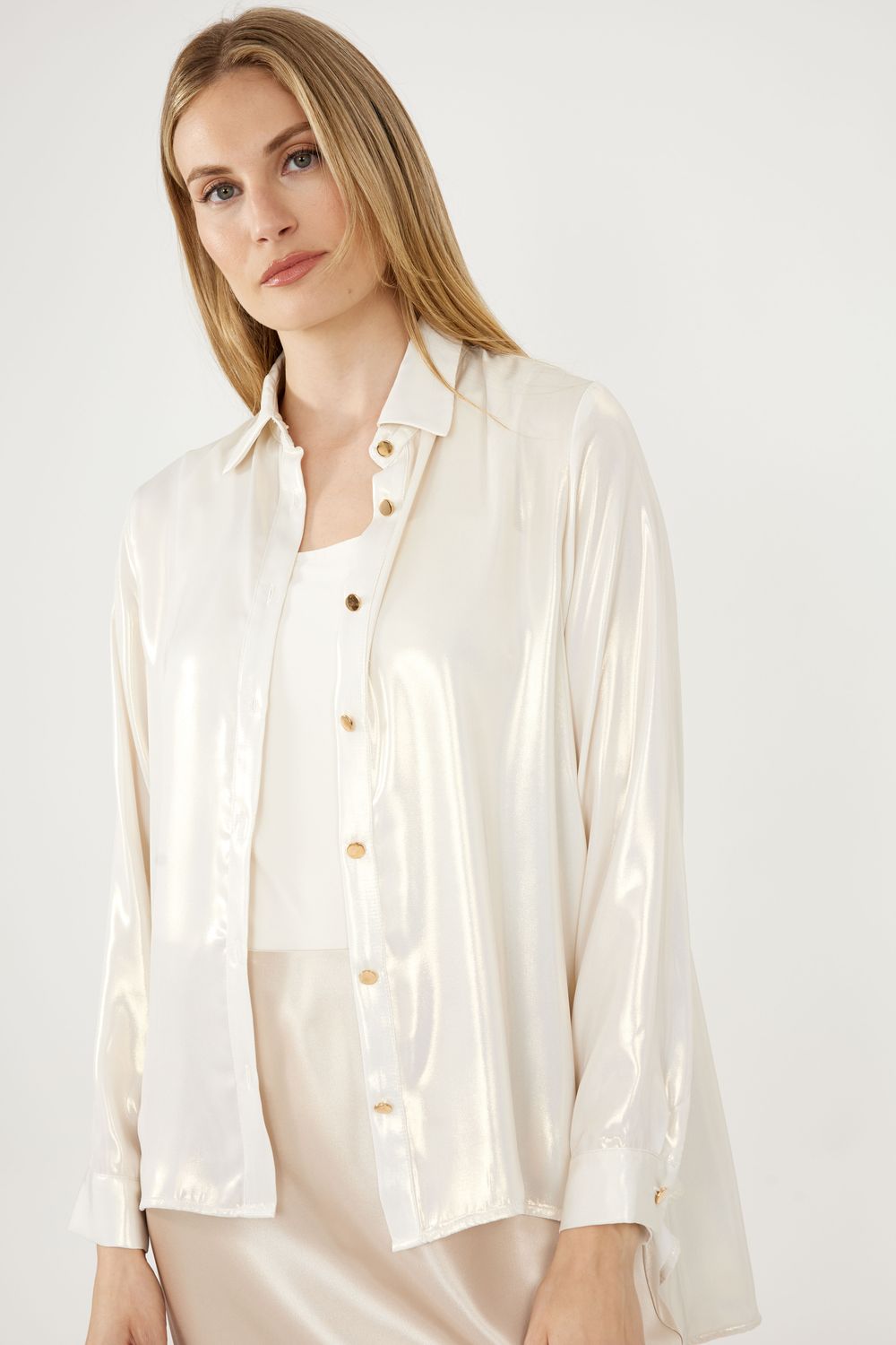 Lyman Gold High-Low Blouse Style 244659U