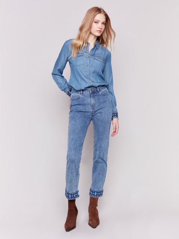 Charlie B - Embroidered Cuff Pant