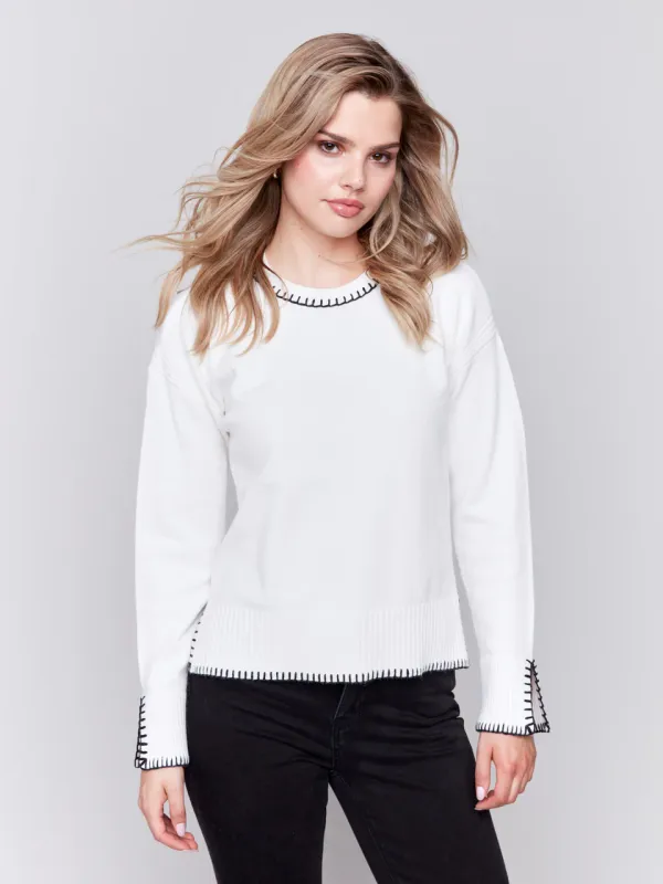 Charlie B - Plushy Crew Neck Sweater /w Whipstich