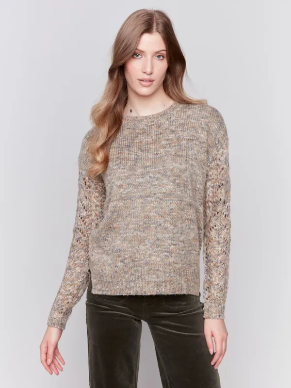 Charlie B - Sweater w/ Net Stich Sleeves