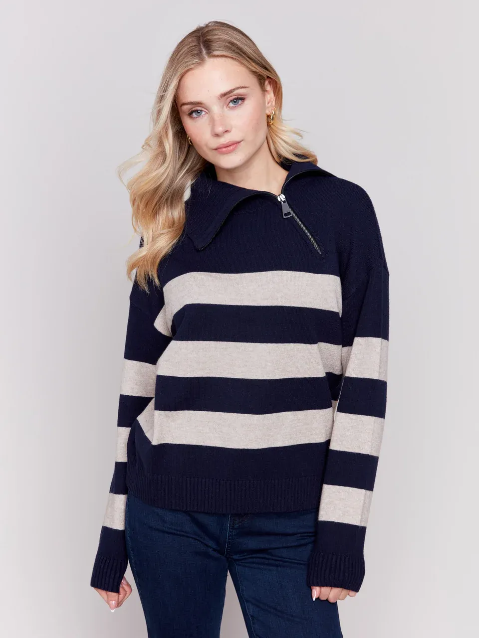 Charlie B - Zipped Turtle Neck Sweater