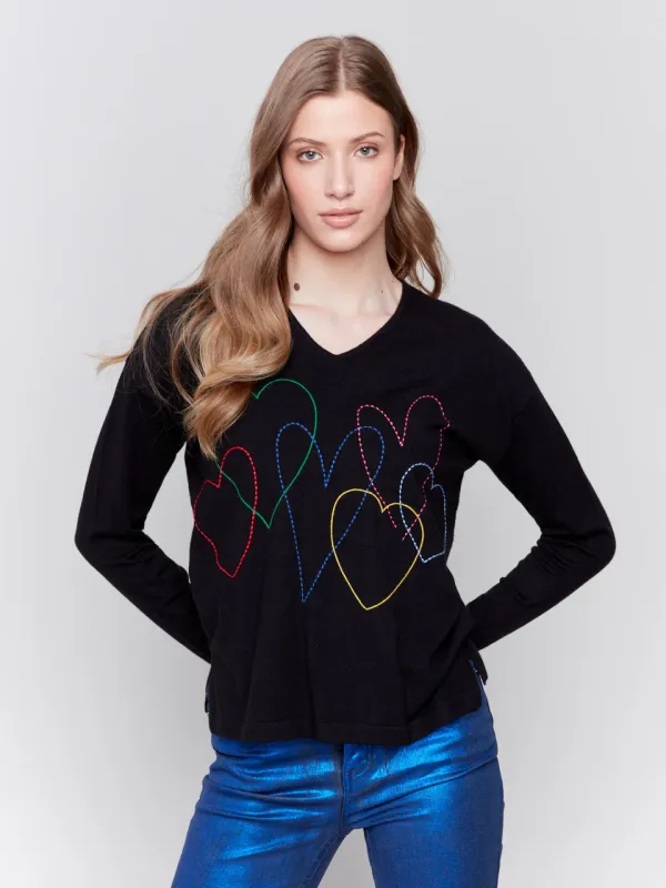 Charlie B Heart V-Neck - C2679