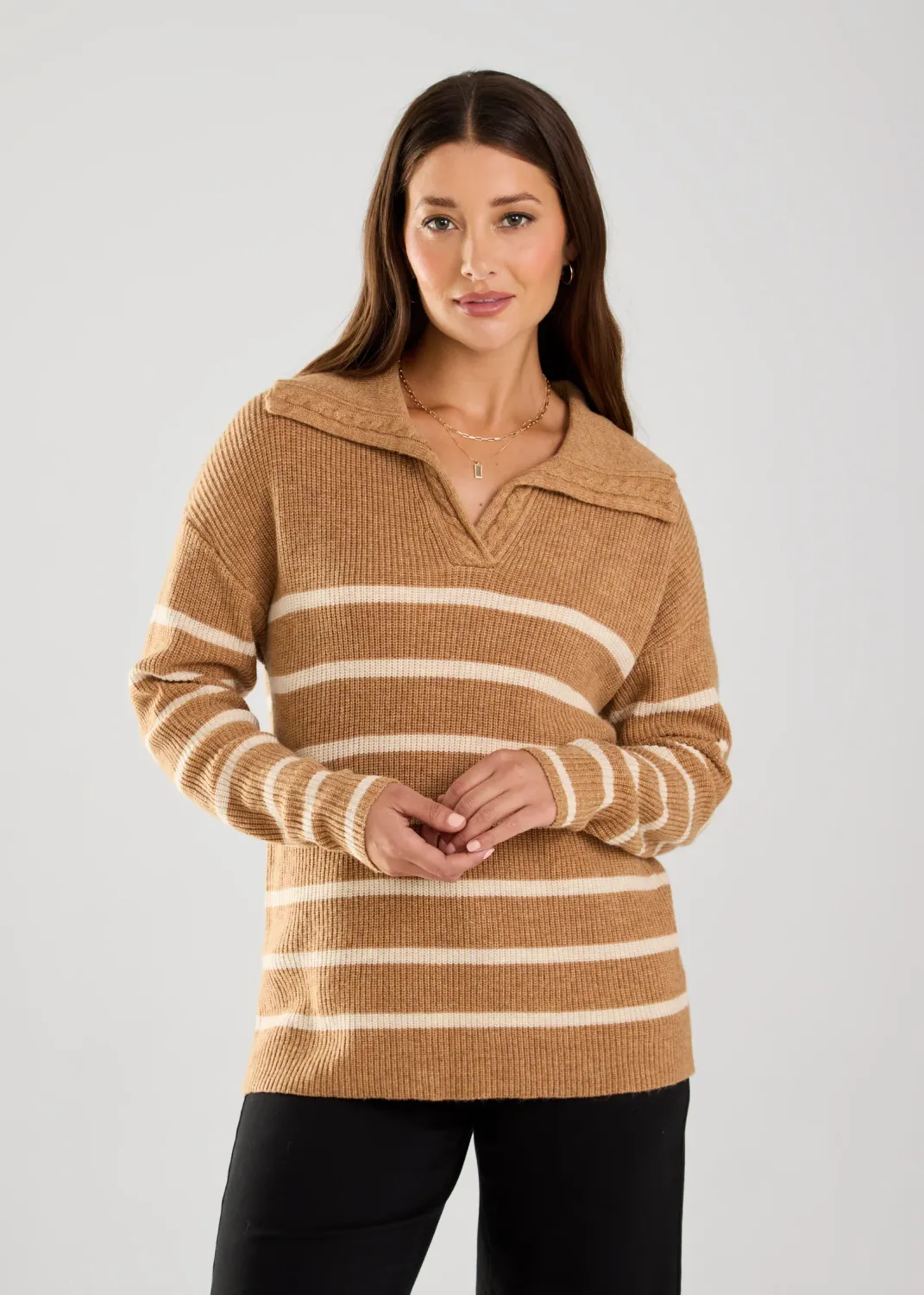 FDJ - Collared Stripe Sweater - 1849704