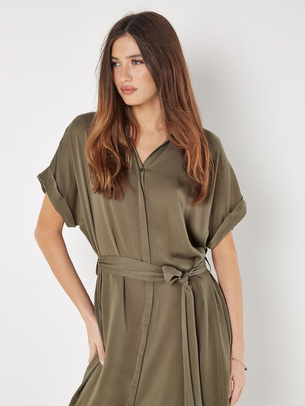 Apricot Batwing Shirt Dress - 827257
