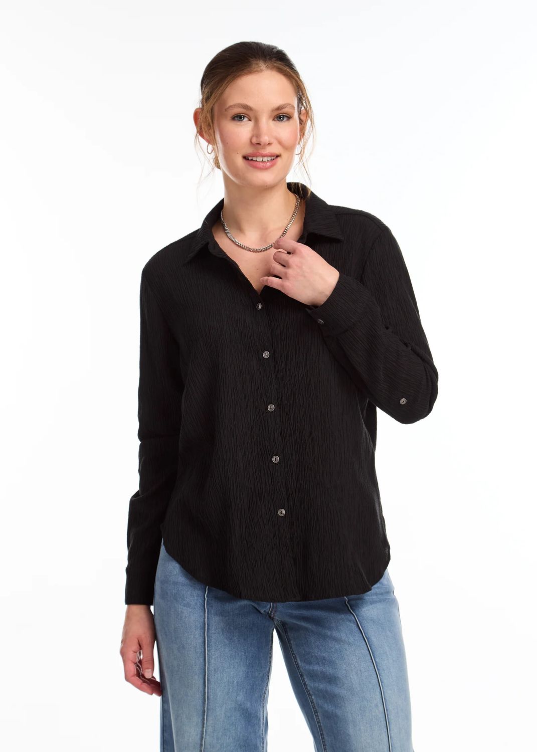 FDJ - L/S Button Up - 7800294, Color: Black, Size: XS