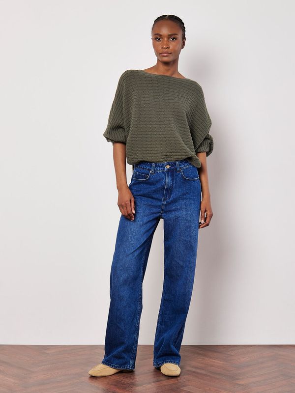 Apricot Cable Stripe Oversized Sweater - 906938