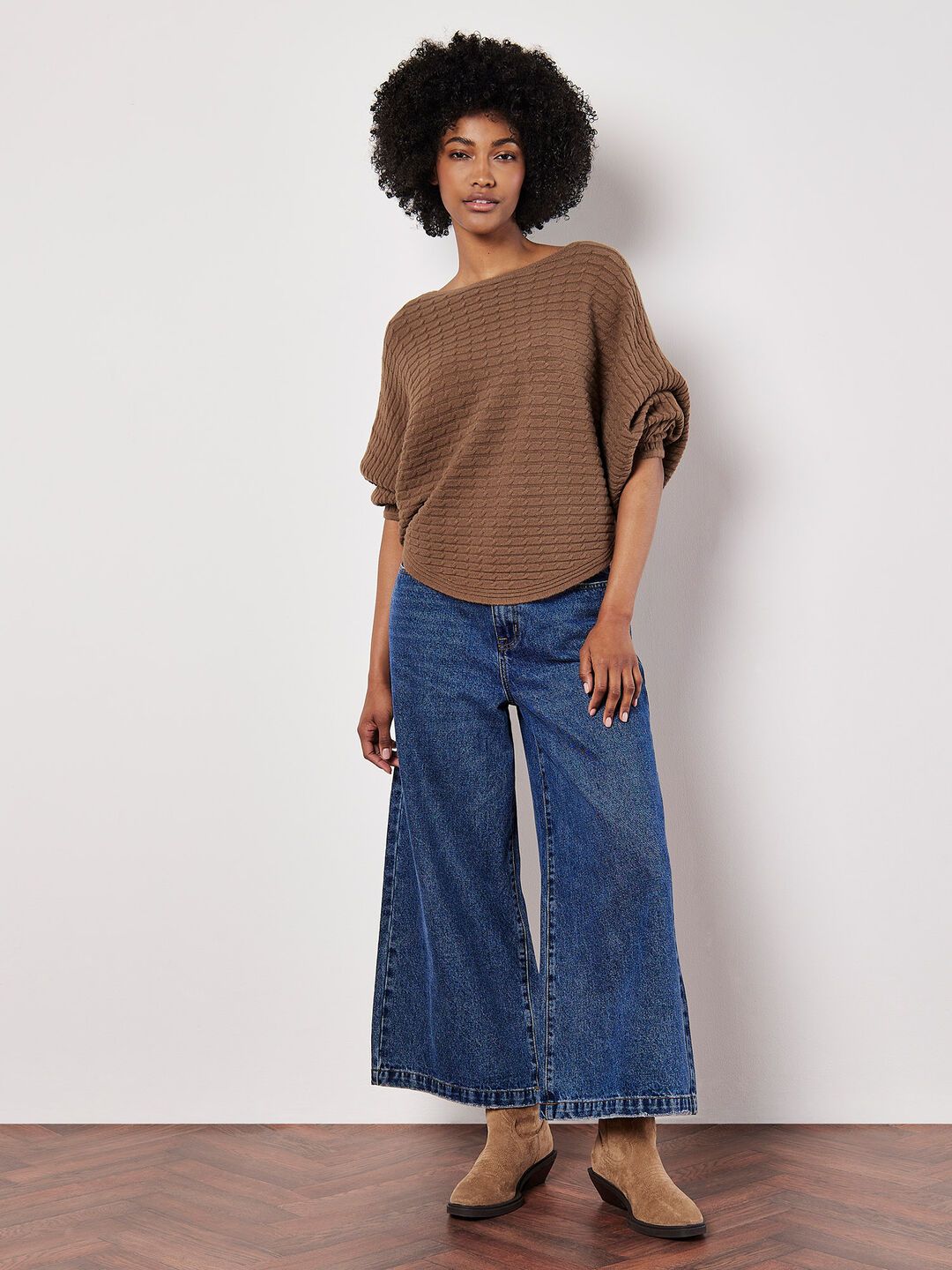 Apricot Cable Stripe Oversize Sweater - 907140