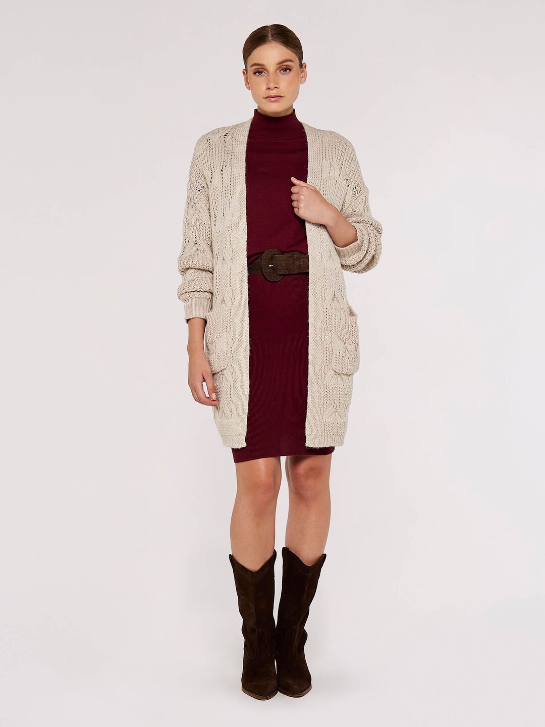 Apricot Chunky Cable Cardigan