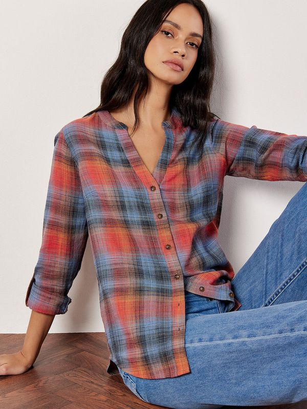 Apricot Grandad Collar Linen Shirt 4294