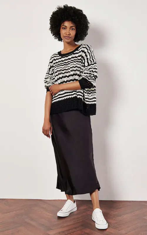 Apricot Stripped Boxy Sweater - 878075