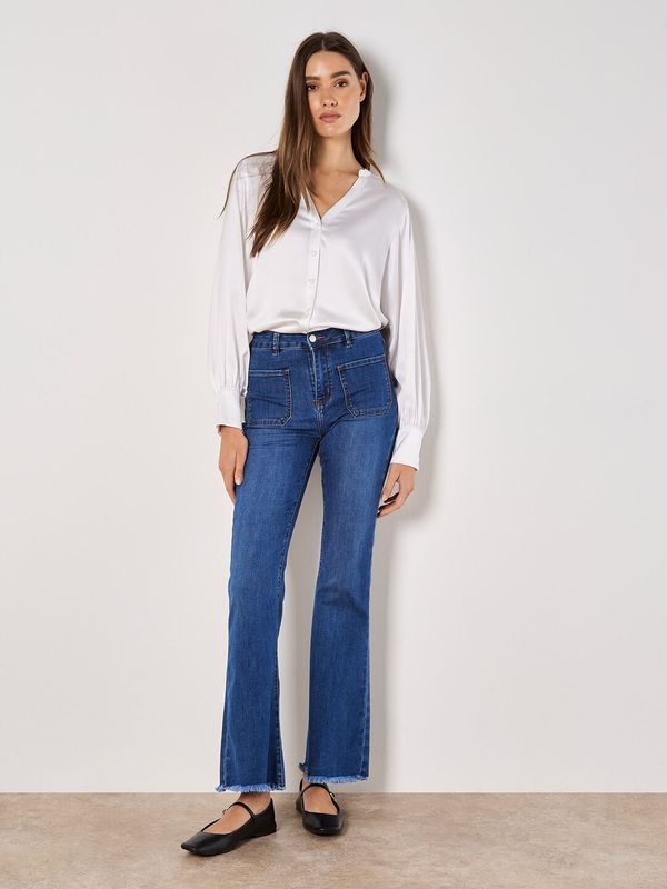 Apricot Button Mock Blouse - 876217