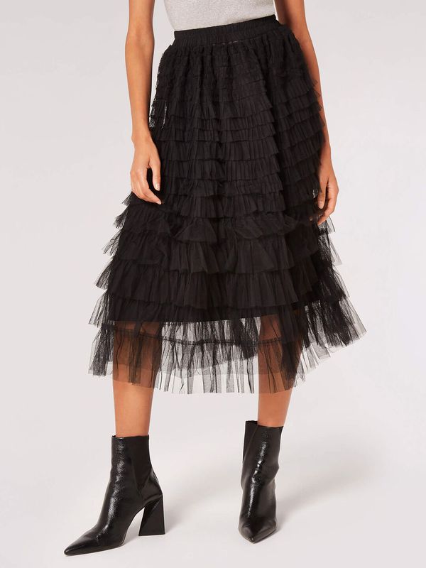 Apricot Layered Midi Skirt - 802469