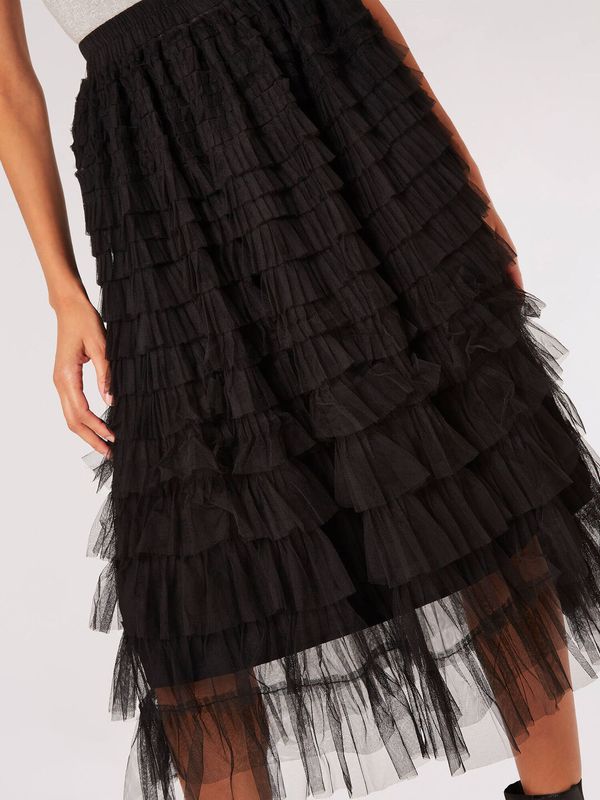 Apricot Layered Midi Skirt - 802469