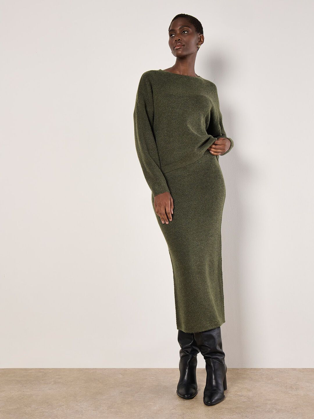 Apricot Waffle Knit Skirt - 898363