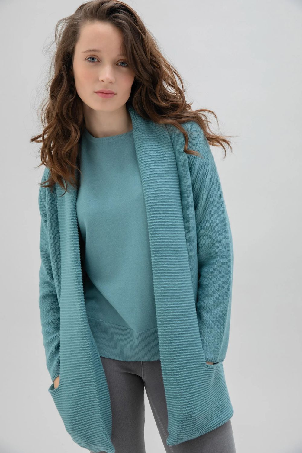 Marble Cardigan - 6391, Color: 223 Aqua, Size: Small