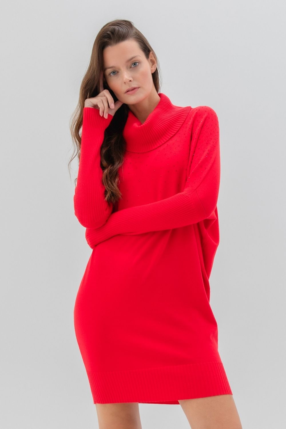 Marble Cowl Neck Sweater Dress - 7558
