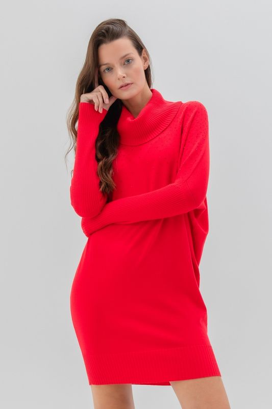 Marble Cowl Neck Sweater Dress - 7558