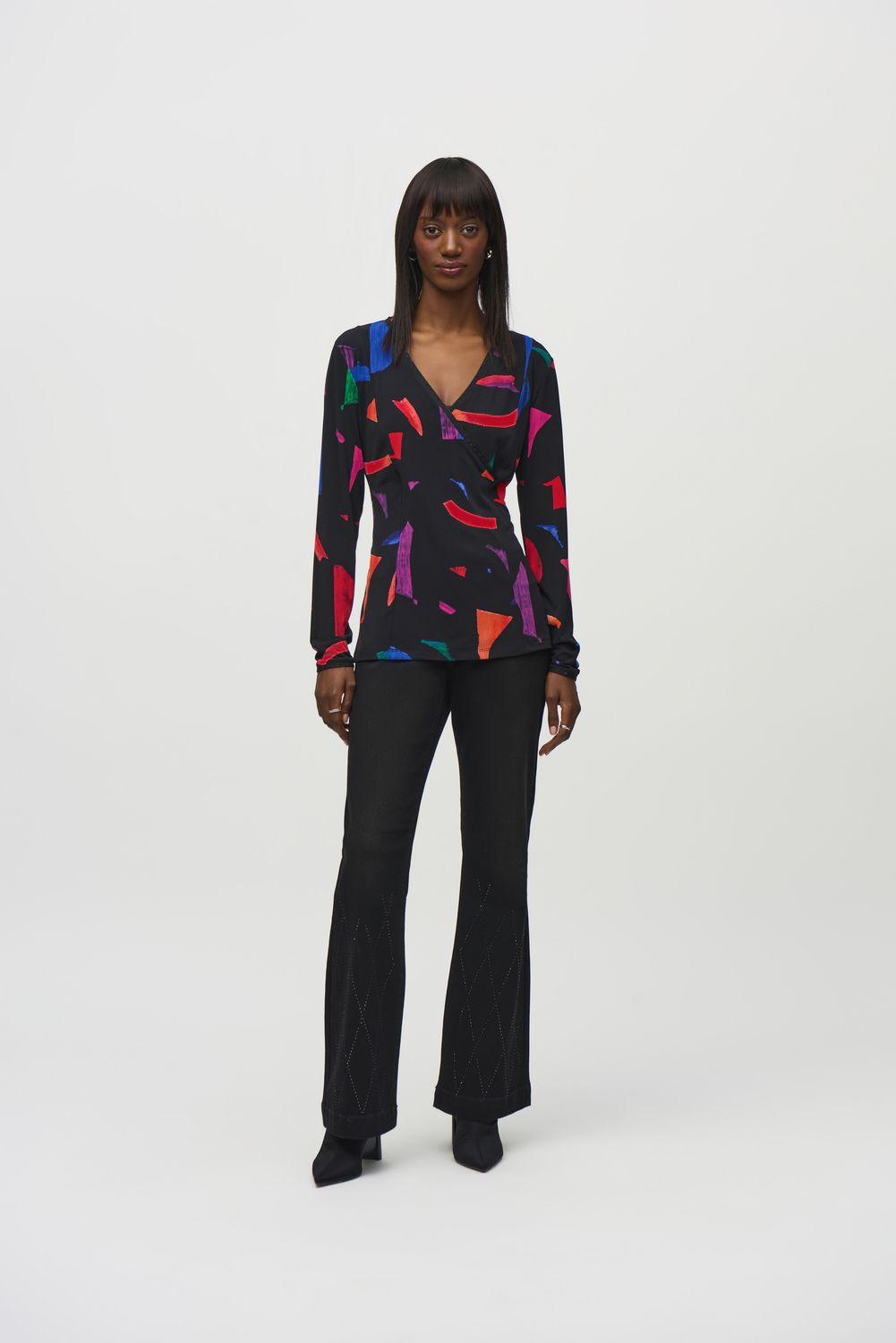 RIbkoff Abstract Print Wrap Top - 244079