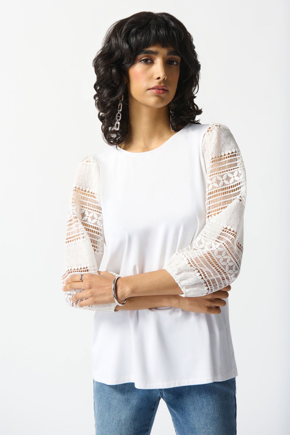 Ribkoff Bamboo Jersey And Guipure Top 242086