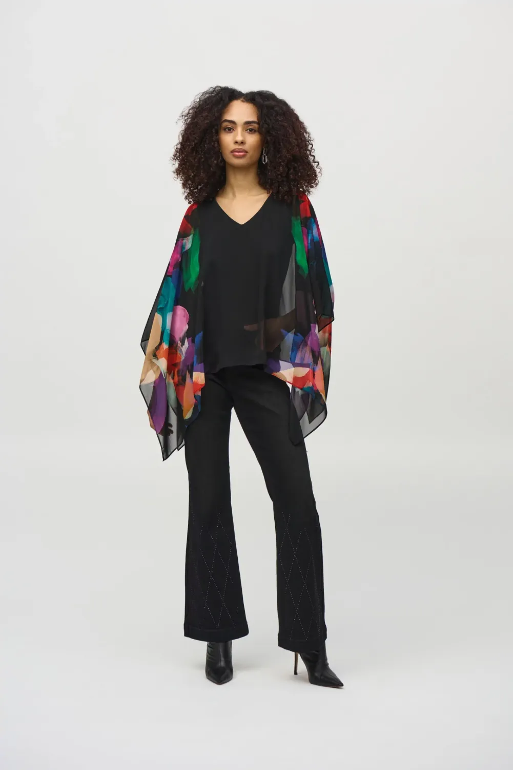 Ribkoff Chiffon Abstract Print Poncho - 244174