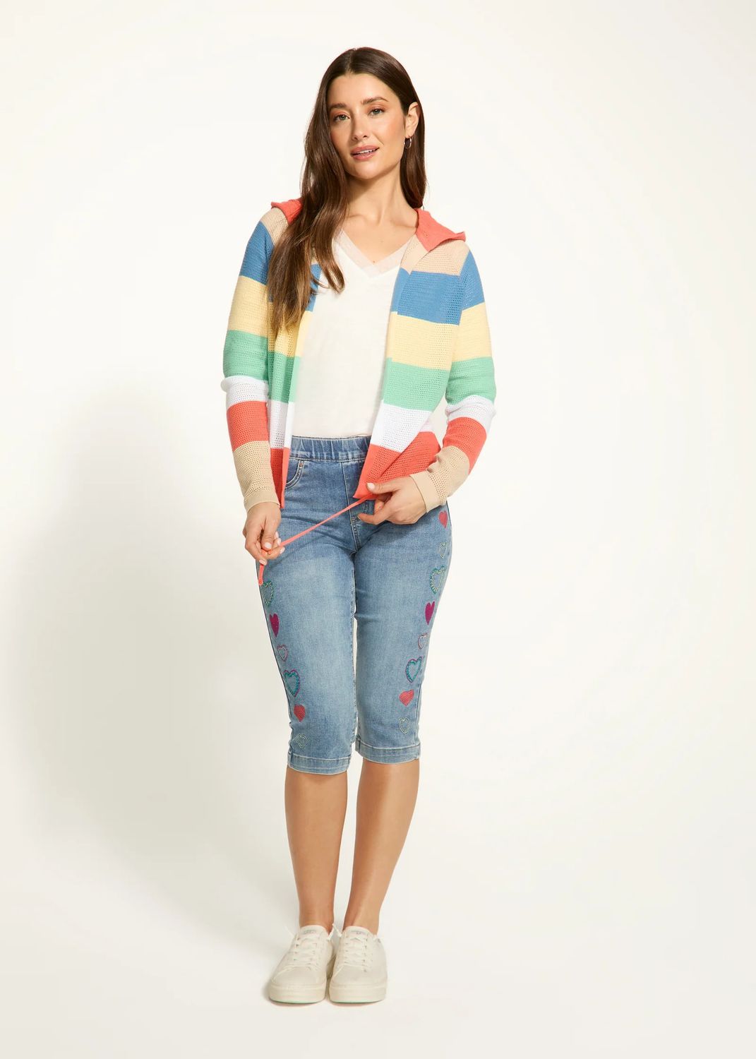 FDJ Striped Pointelle Cardigan - 1631314
