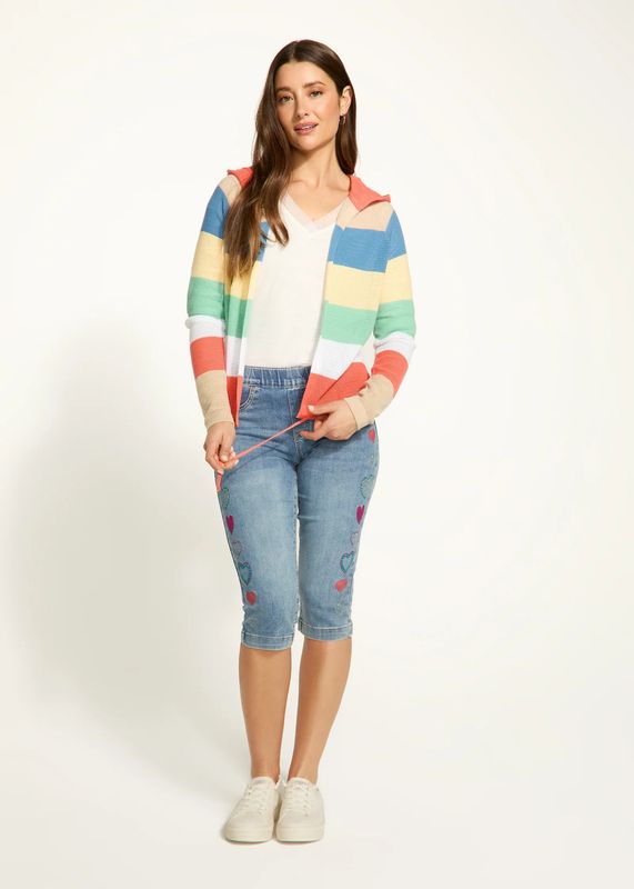 FDJ Striped Pointelle Cardigan - 1631314