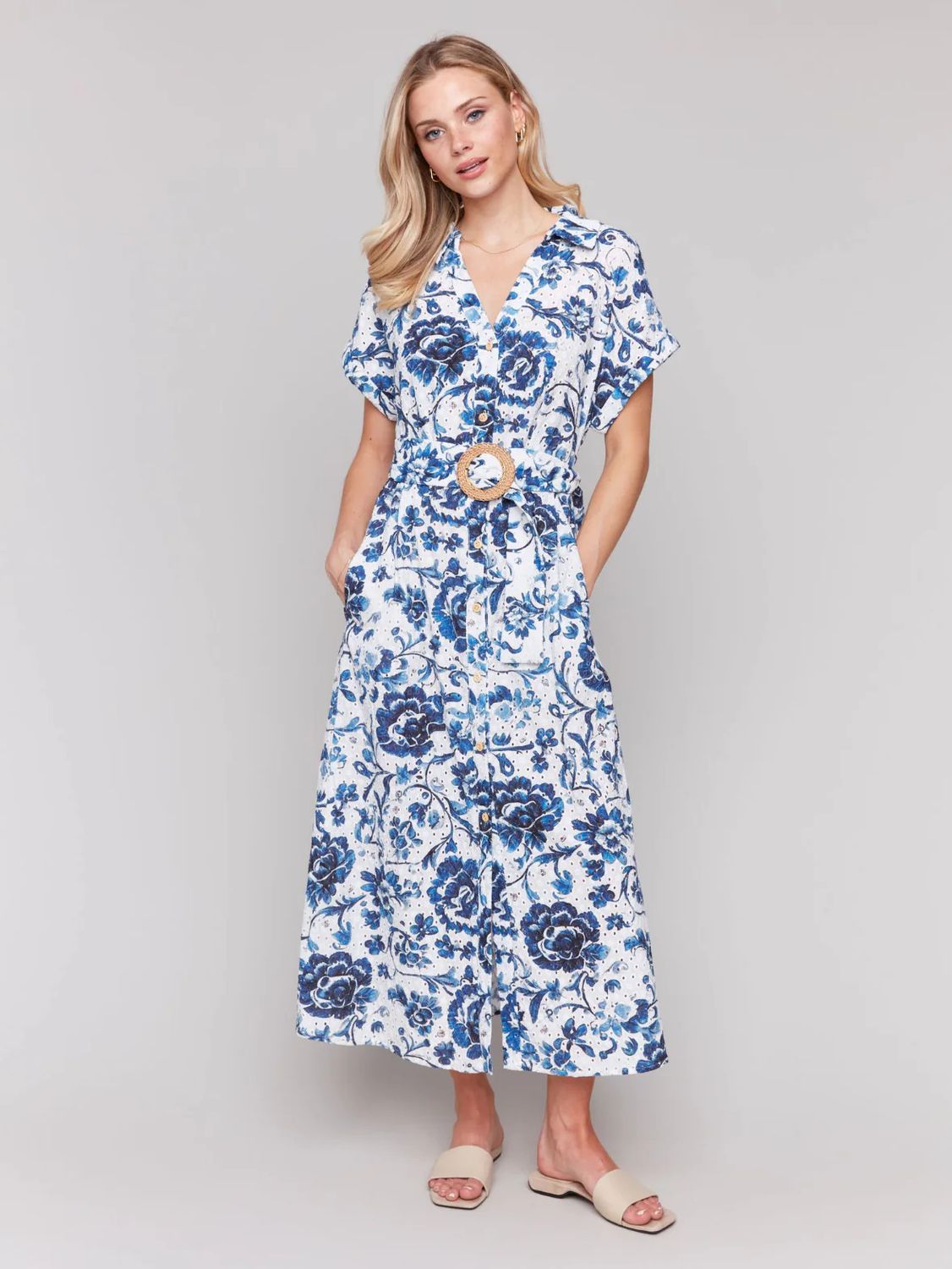 Charlie B S/S Maxi Dress w/ Belt - C3214P
