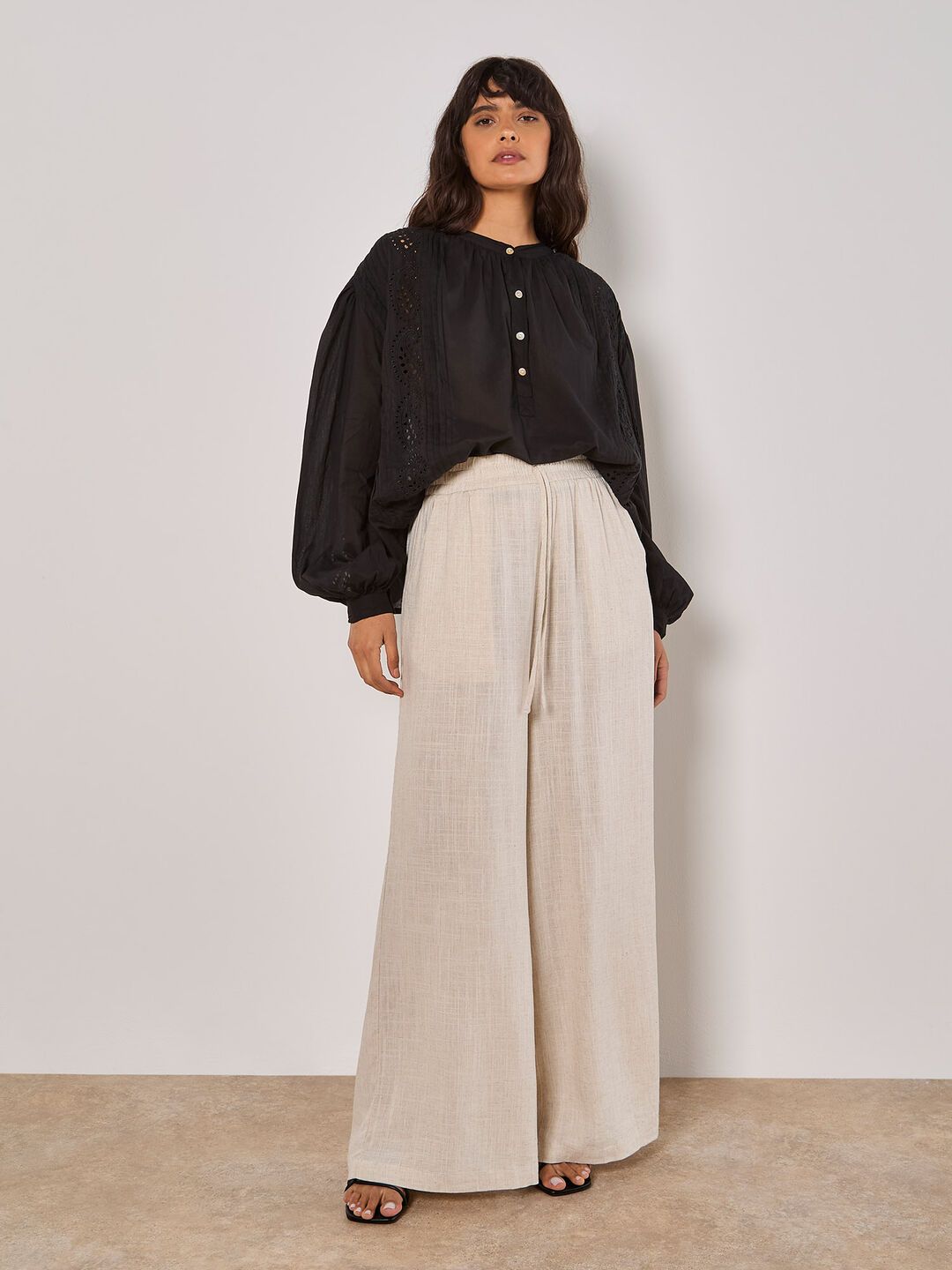 Apricot Wide Leg Linen Pant - 938229