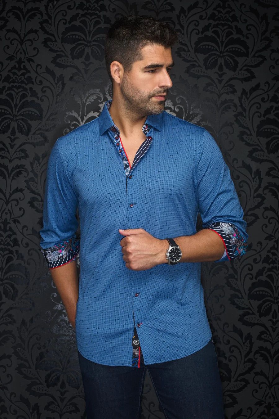 Au Noir L/S Sport Shirt, Color: Wallace S. Blue, Size: Small