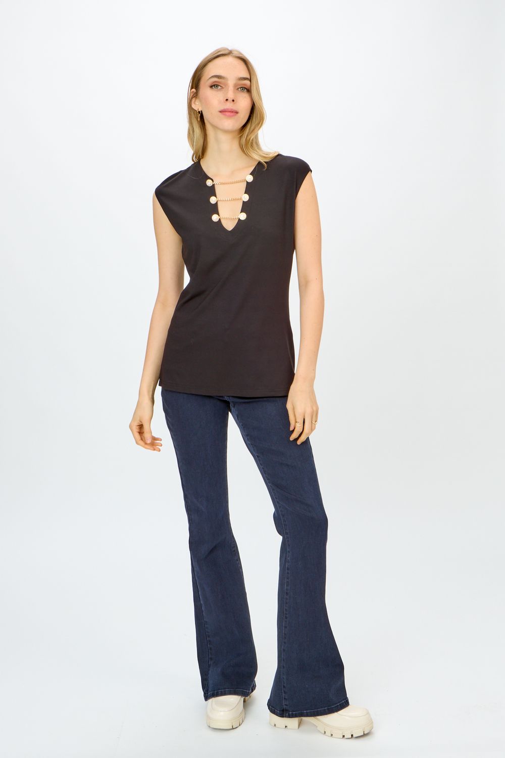 Ribkoff Bamboo Jersey Fitted Top - 242181, Color: Black - 11, Size: 10