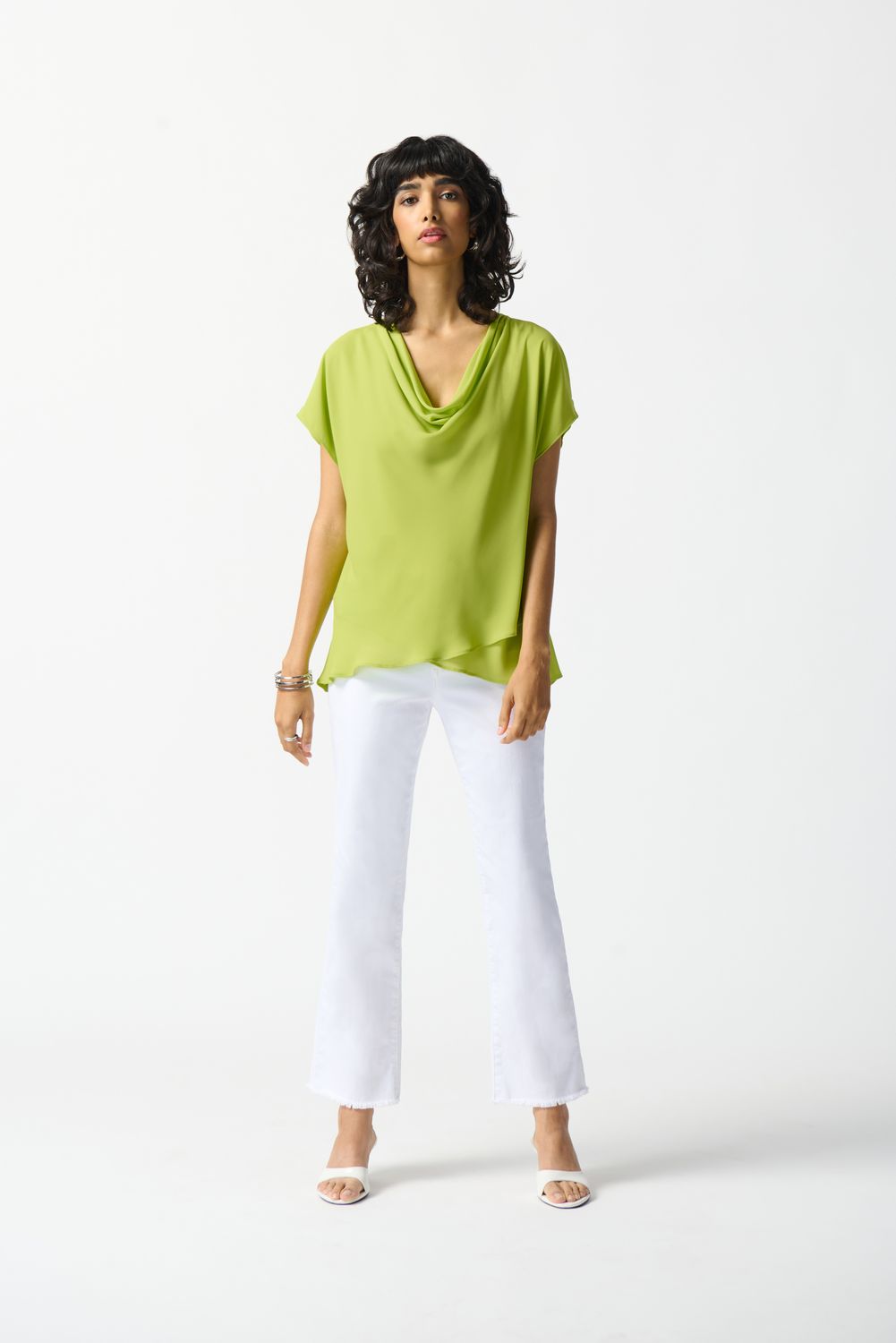 Ribkoff Fit and Flare Layered Top - 242027, Color: KeyLime - 4204, Size: 12